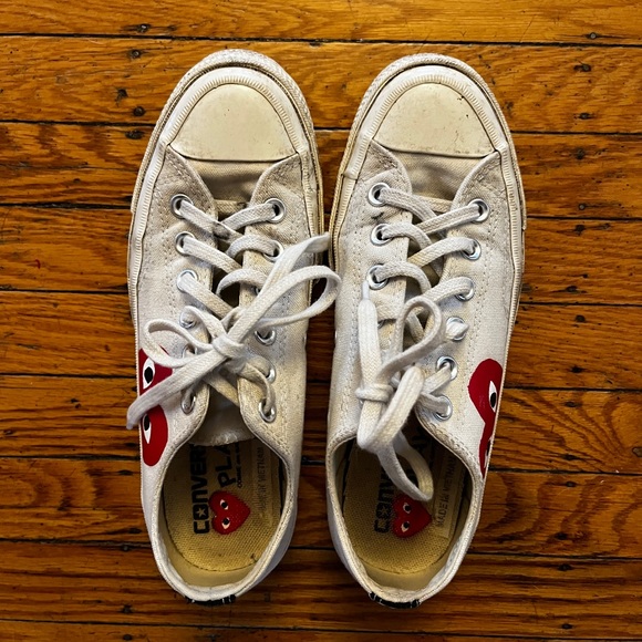 Very good used Converse Play Comme des Garçons white size mens 5 - Picture 2 of 4